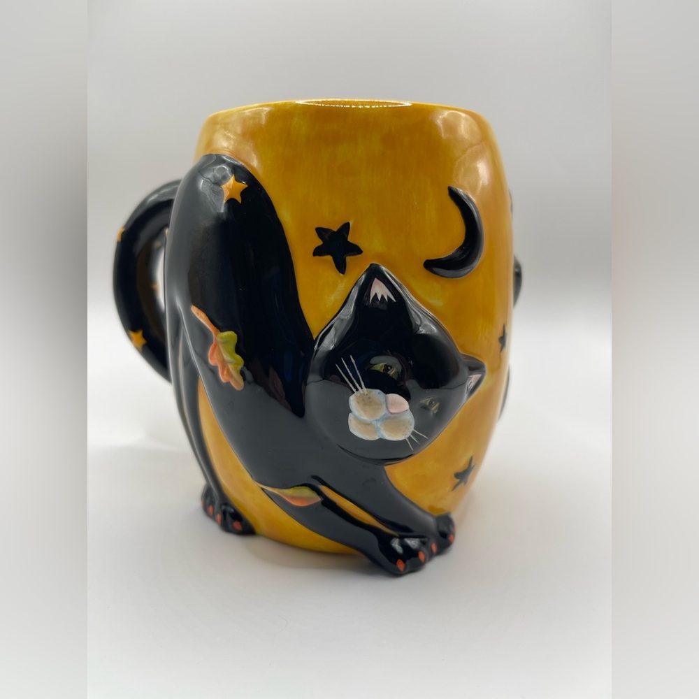 Certified International Susan Winget Black Cat 3D Halloween Whimsical Witchy Mug